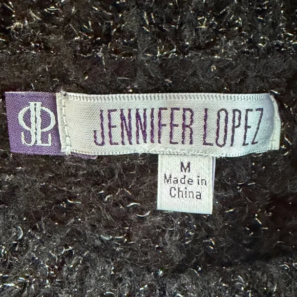 Jennifer Lopez Black Metallic Fuzzy Knit Sweater - Picture 3 of 3